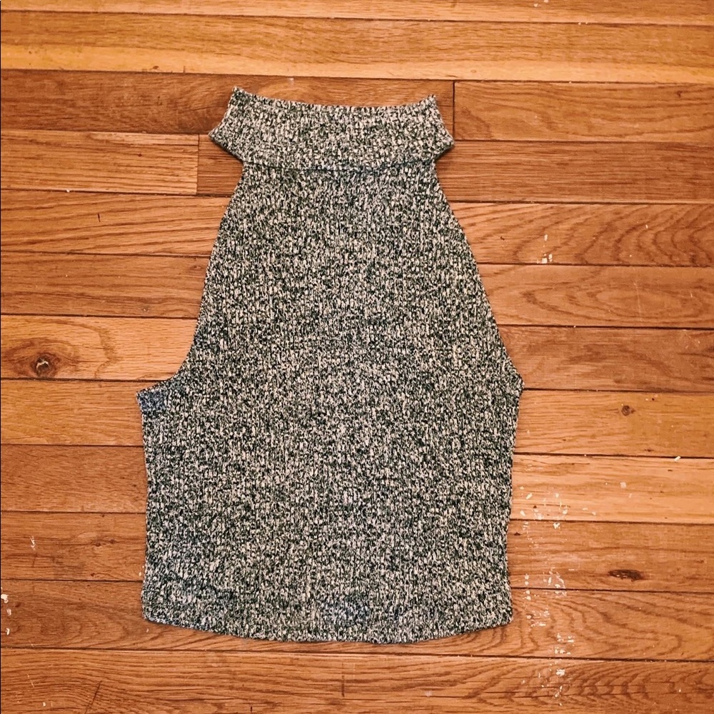 Grey knit turtleneck tank